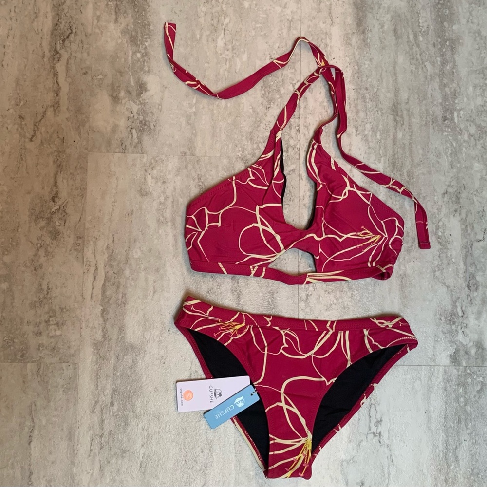 Cupshe NWT Women’s Small Floral, Pink Bikini